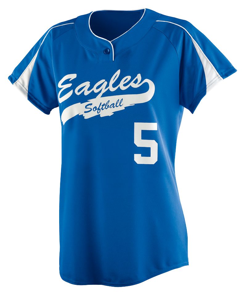 High Five 312192 Ladies Double Play Softball Jersey - Columbia Blue/White - S