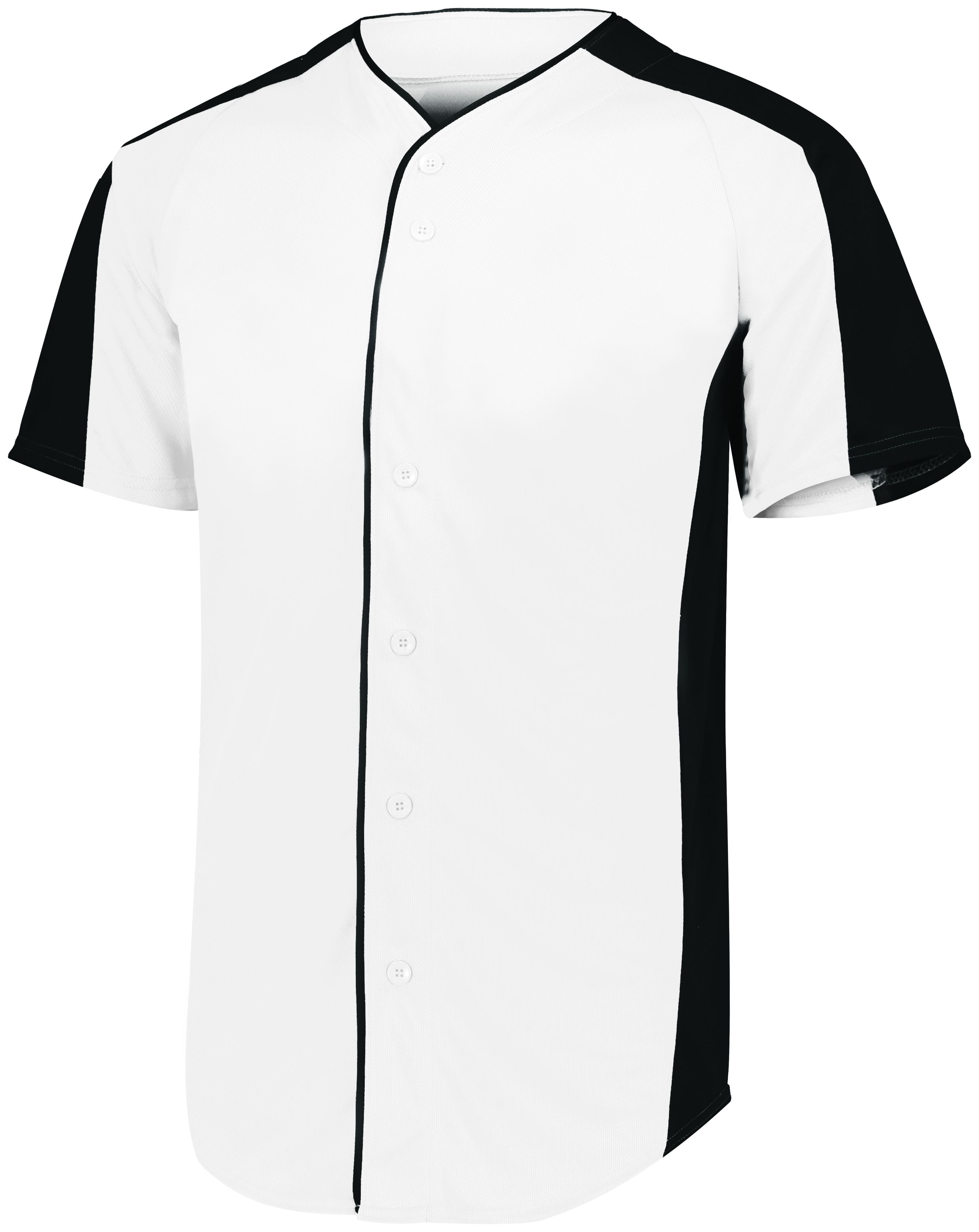 Men's Black and White Full-Button Baseball Jersey