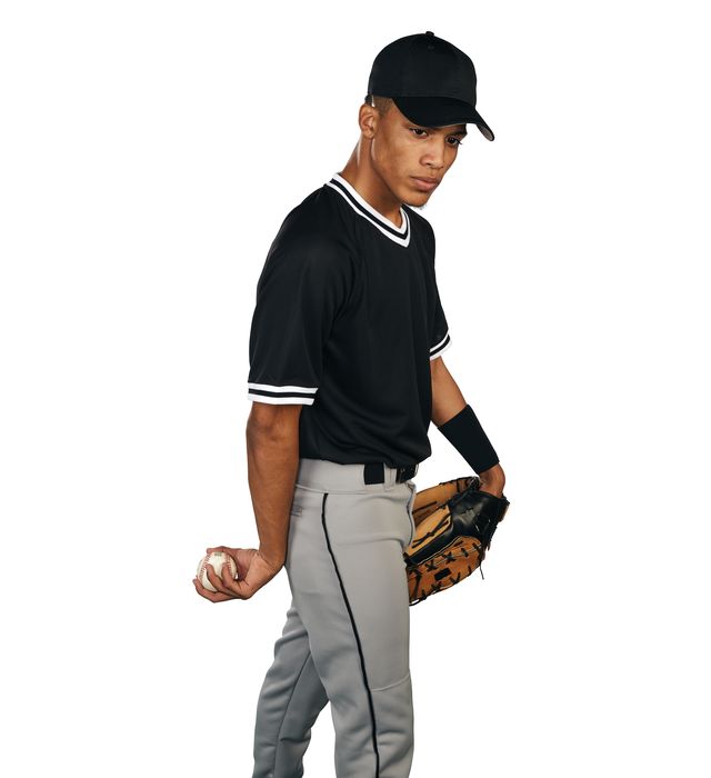 Holloway 221221 - Youth Retro V Neck Baseball Jersey Vegas Gold/ White/ Black - L