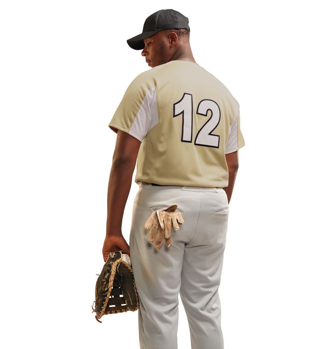 Holloway 221021 Retro V-Neck Baseball Jersey - Light Gold/ Black - S