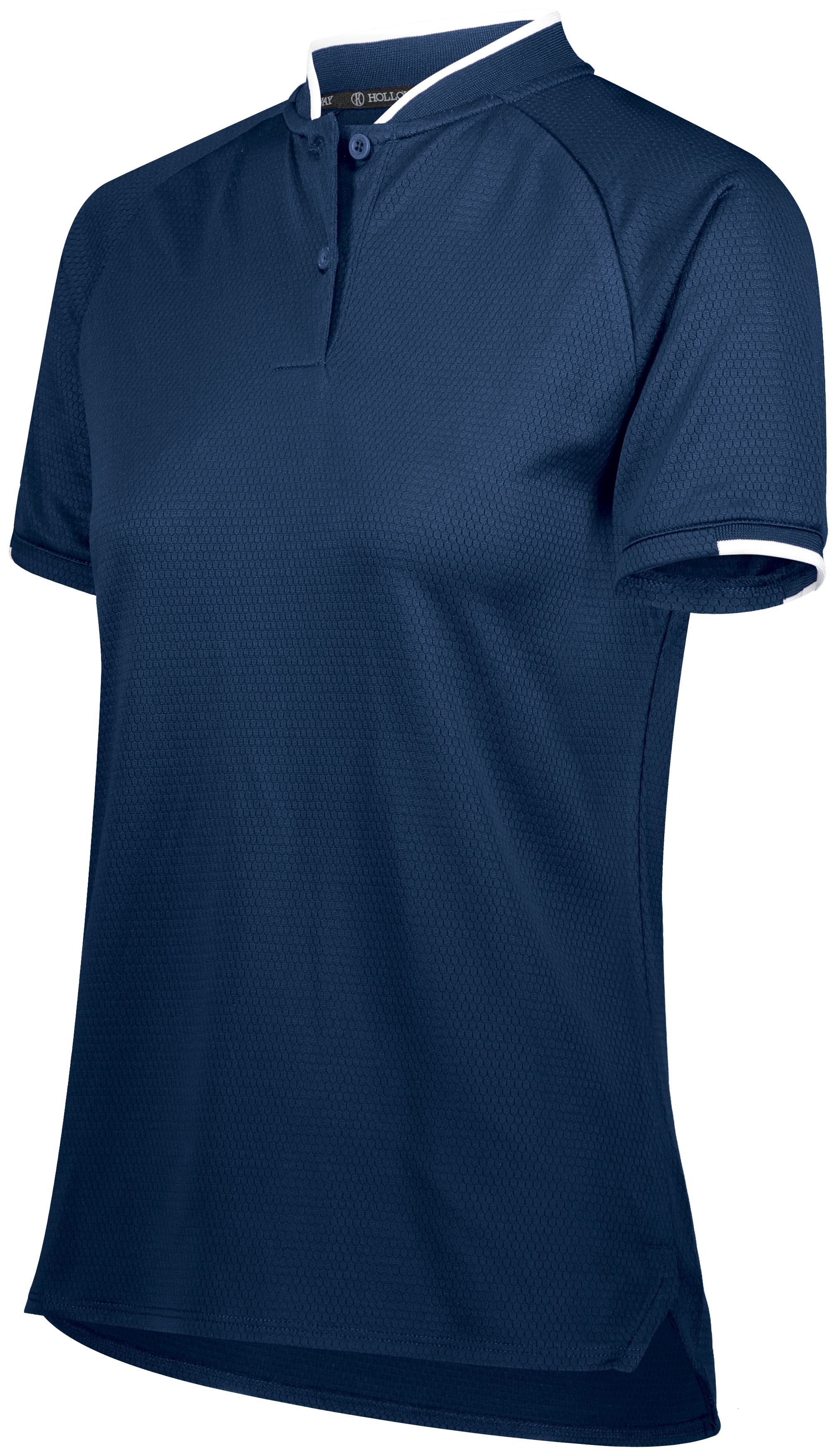 Close-up of the Agusta Sportswear Ladies Recruiter Navy Polo Shirt, showcasing the breathable Dry-Excel honeycomb knit fabric and clean raglan sleeve stitching.