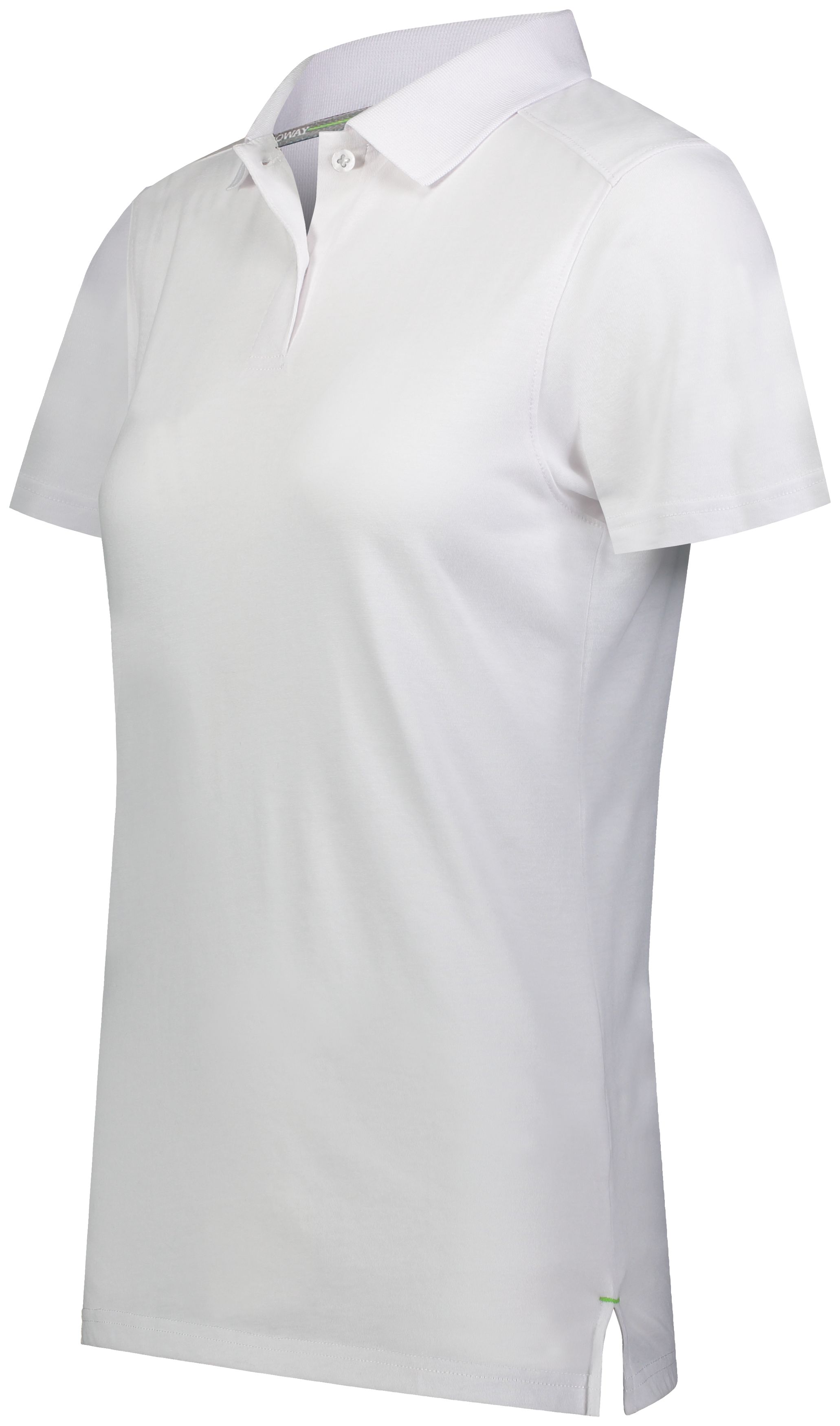 Holloway 222775 Women's White Repreve Eco Polo with Two-Button Placket.