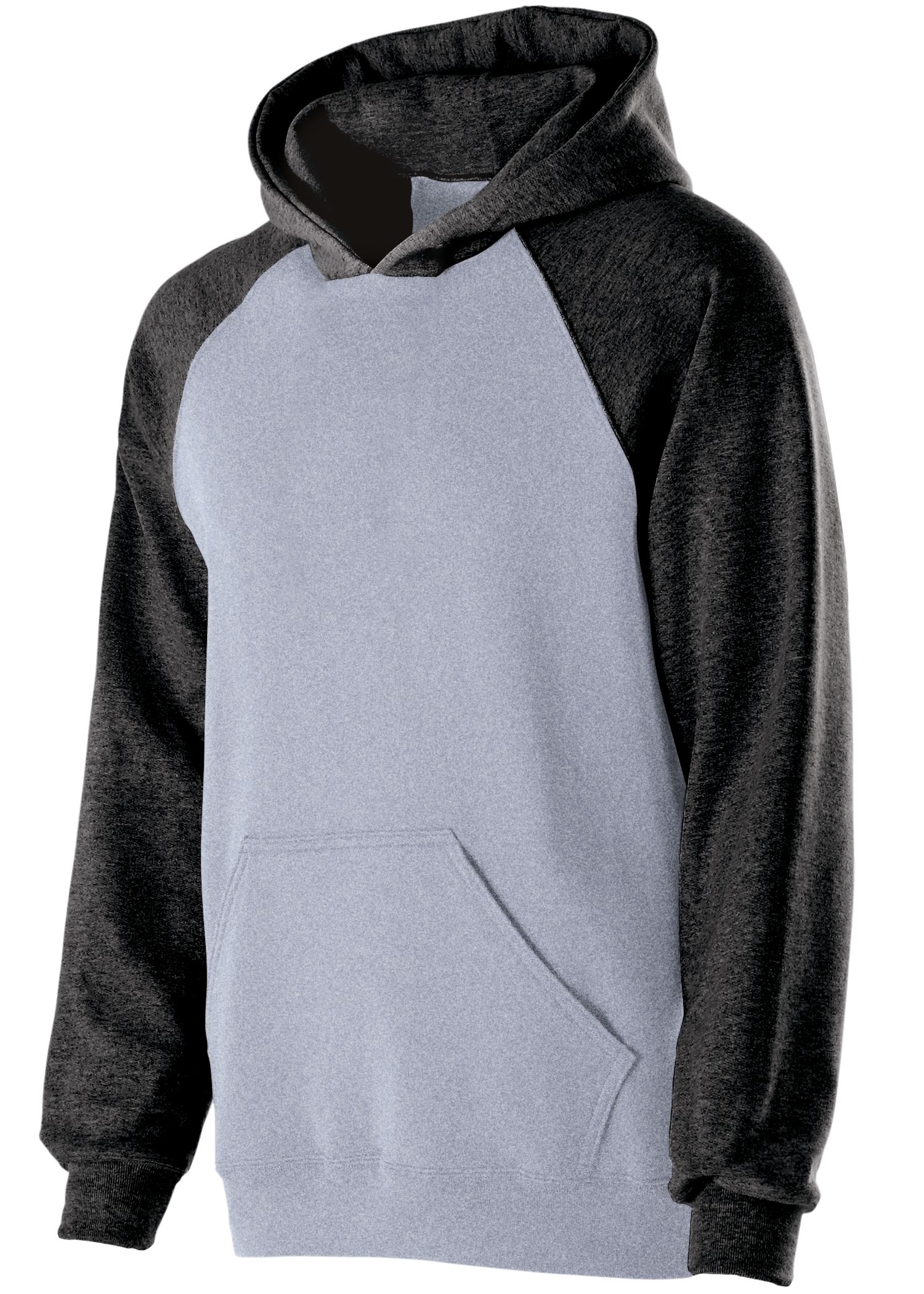 Holloway 229279 Youth Banner Hoodie featuring contrast-color raglan sleeves, a self-lined hood, and a front kangaroo pocket. Holloway 229279 Youth Banner Hoodie featuring contrast-color raglan sleeves, a self-lined hood, and a front kangaroo pocket.