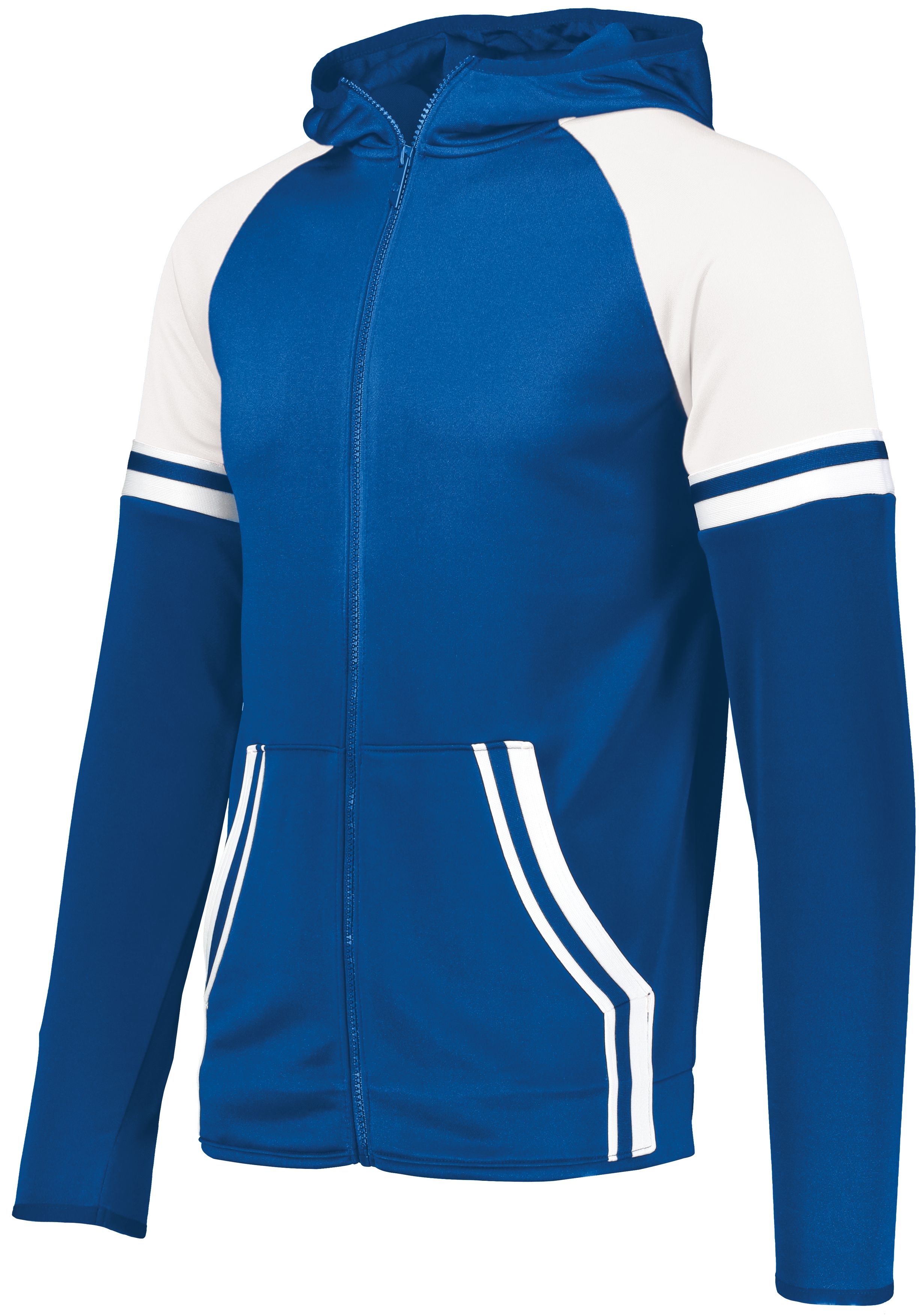 Men’s navy lightweight athletic hoodiewith moisture-wicking polyester, full zip, and mesh-lined hood for running, training, and gym workouts.