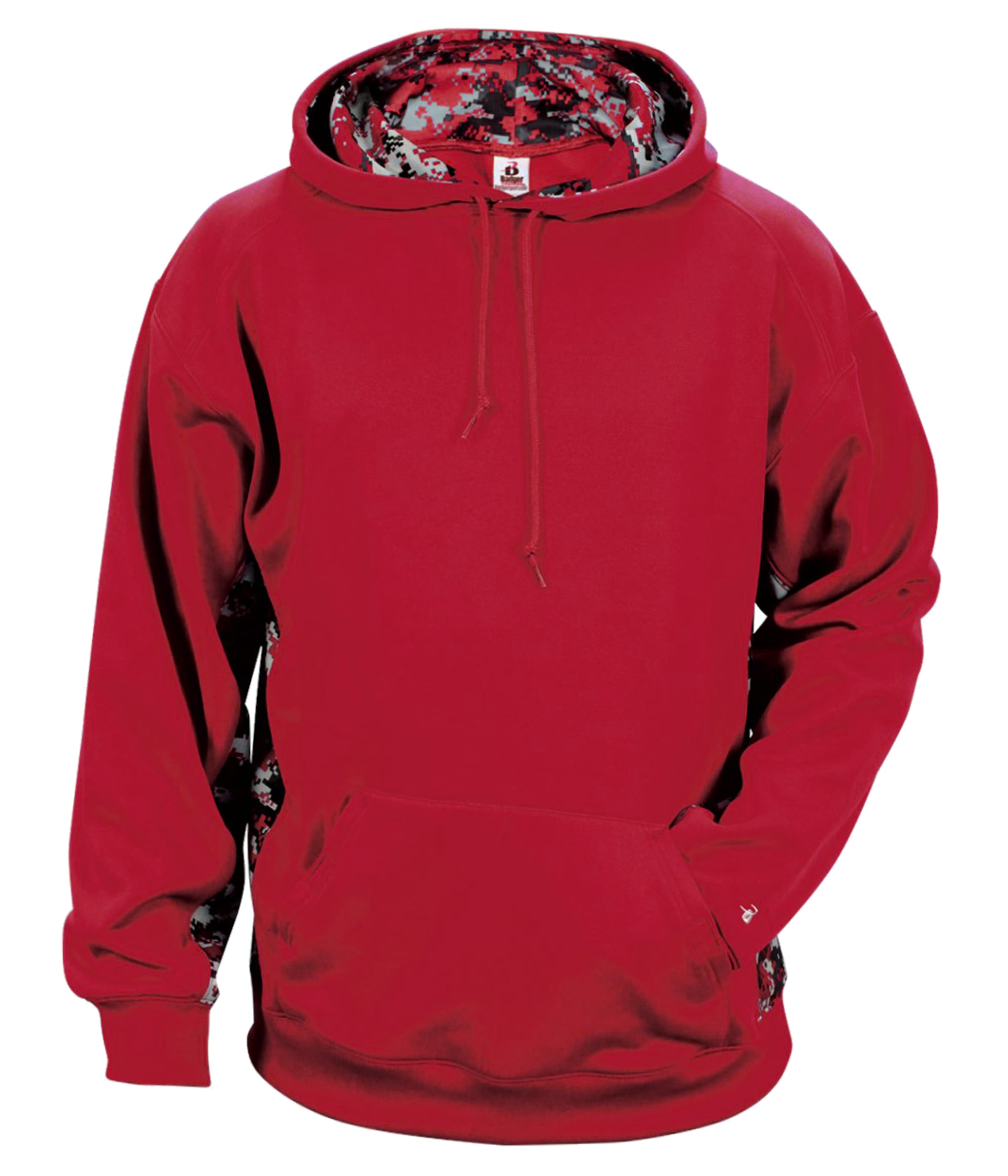 Custom Badger Sport 246400 Digital C/B Red Youth Camo Hood Sweatshirt