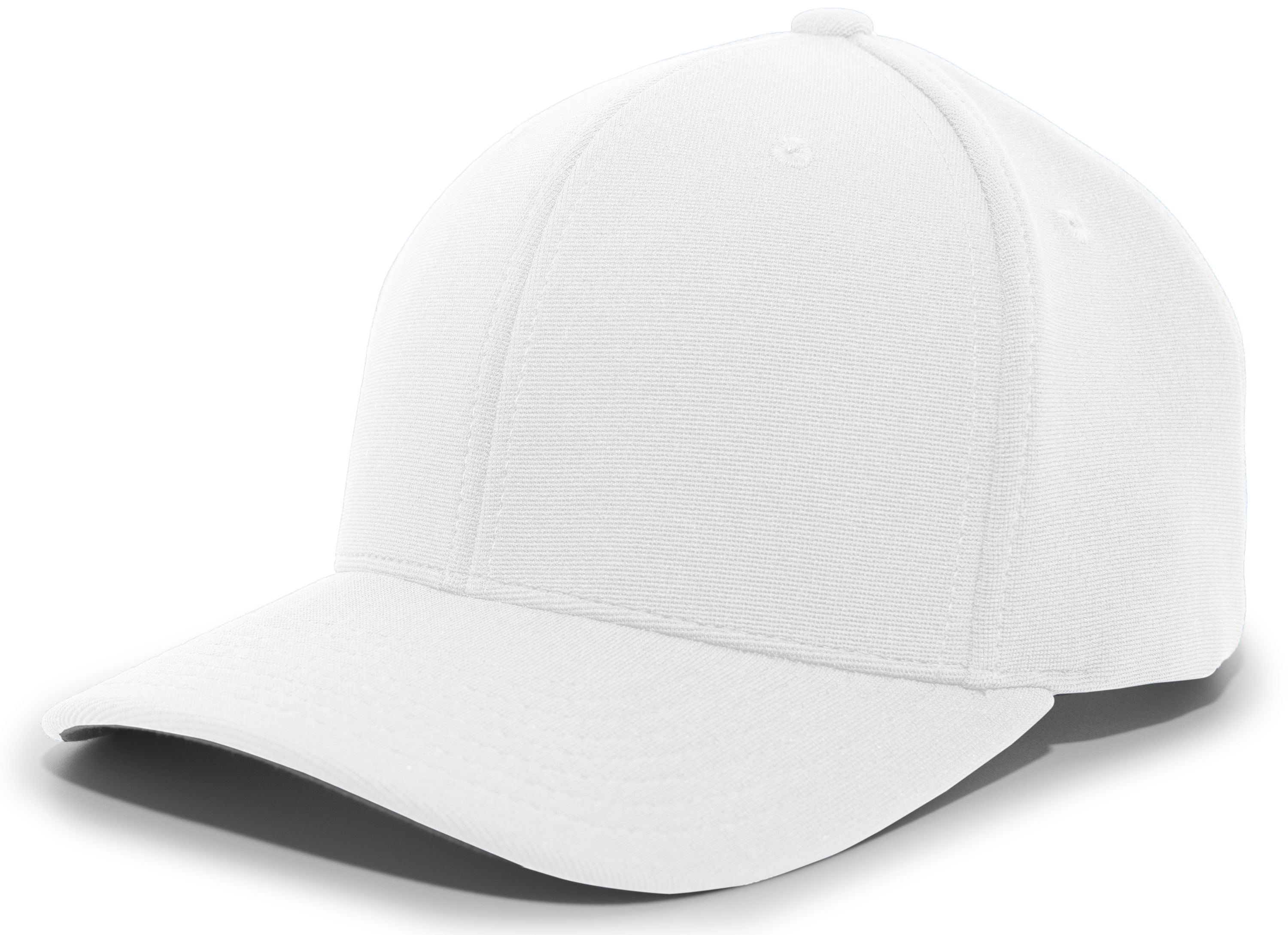 Front view of M2 Performance Hook-and-Loop Adjustable Cap in White with mid-profile pro-model crown, slightly curved visor, and adjustable hook-and-loop closure.