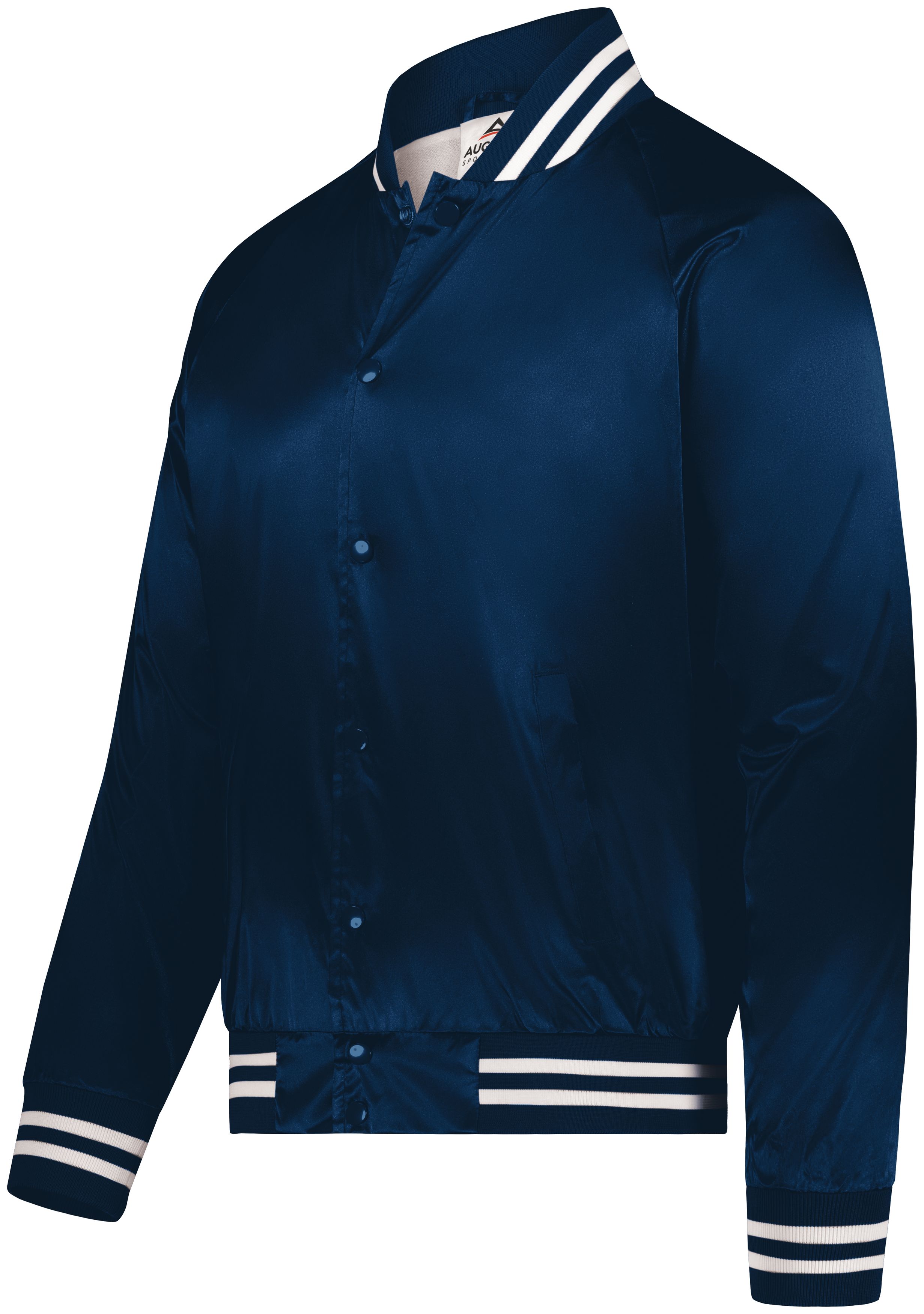 Satin Baseball Jacket/Striped Trim                                                                                              