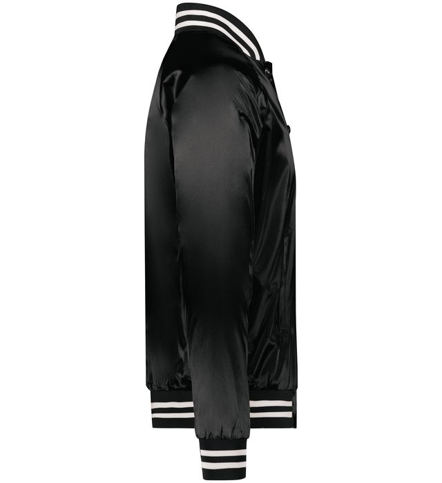 Nylon Satin Bomber Baseball Jacket. Available in Black and 