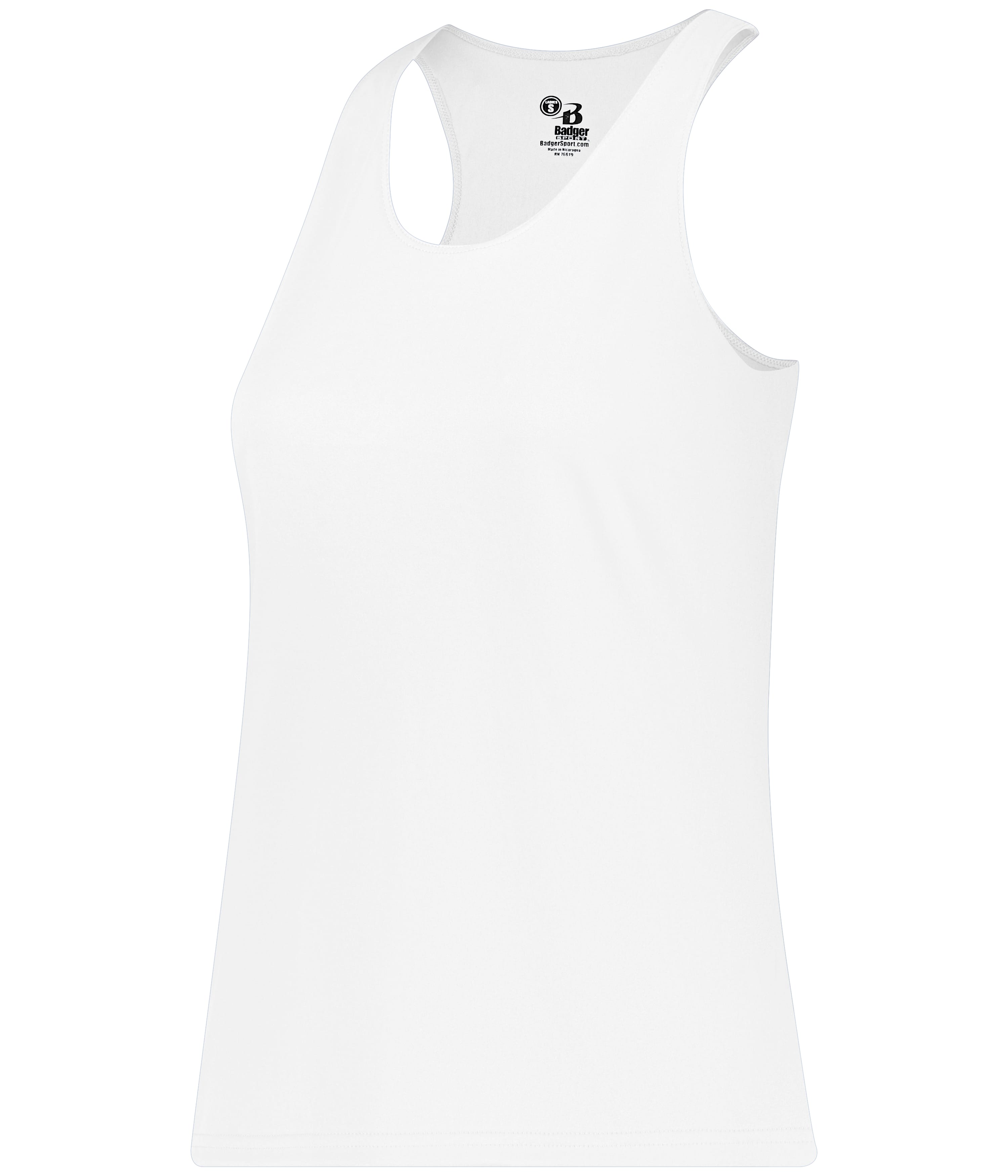Badger Sports  ladies' White racerback tank