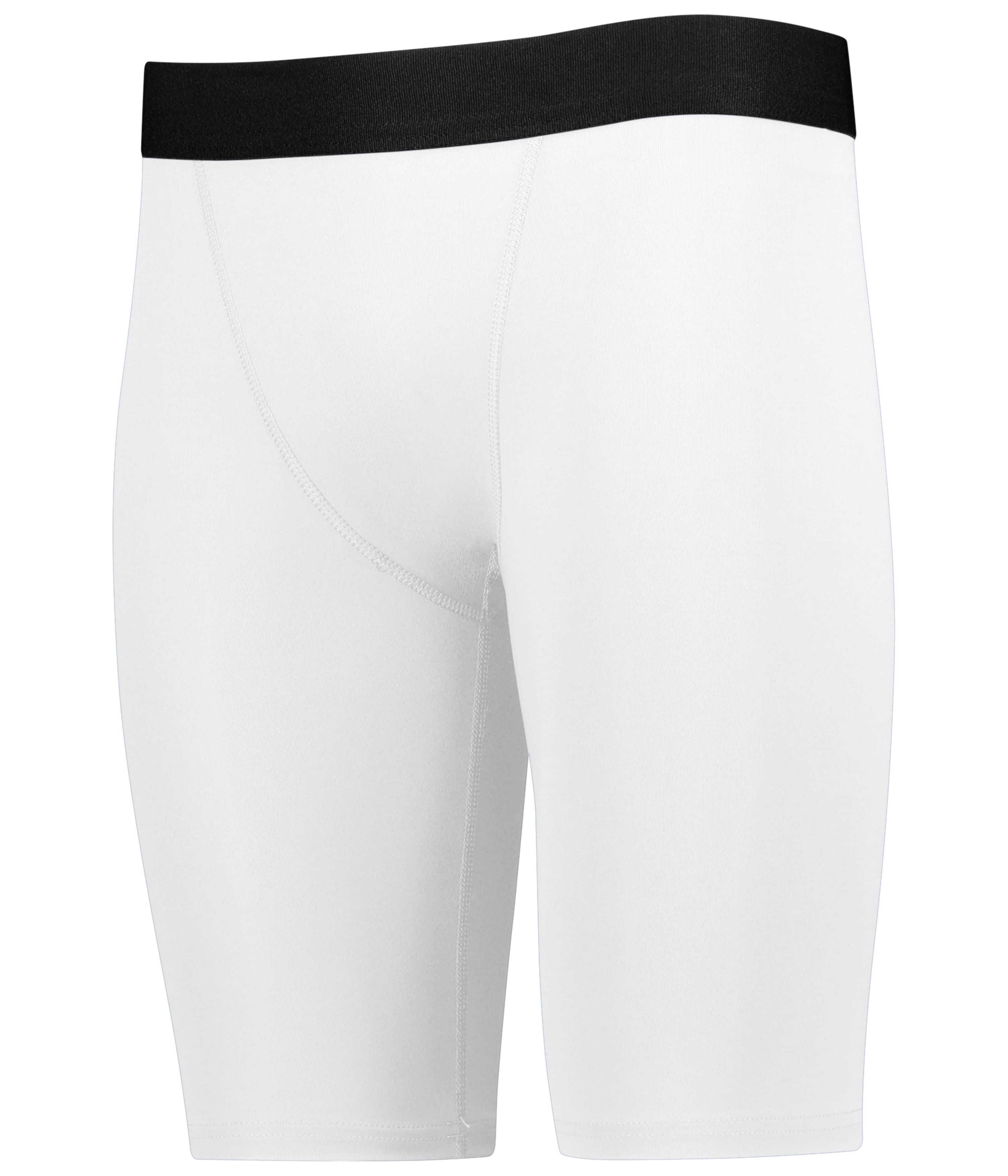 Men’s Compression Shorts in Moisture-wicking White Polyester and Spandex Fabric.