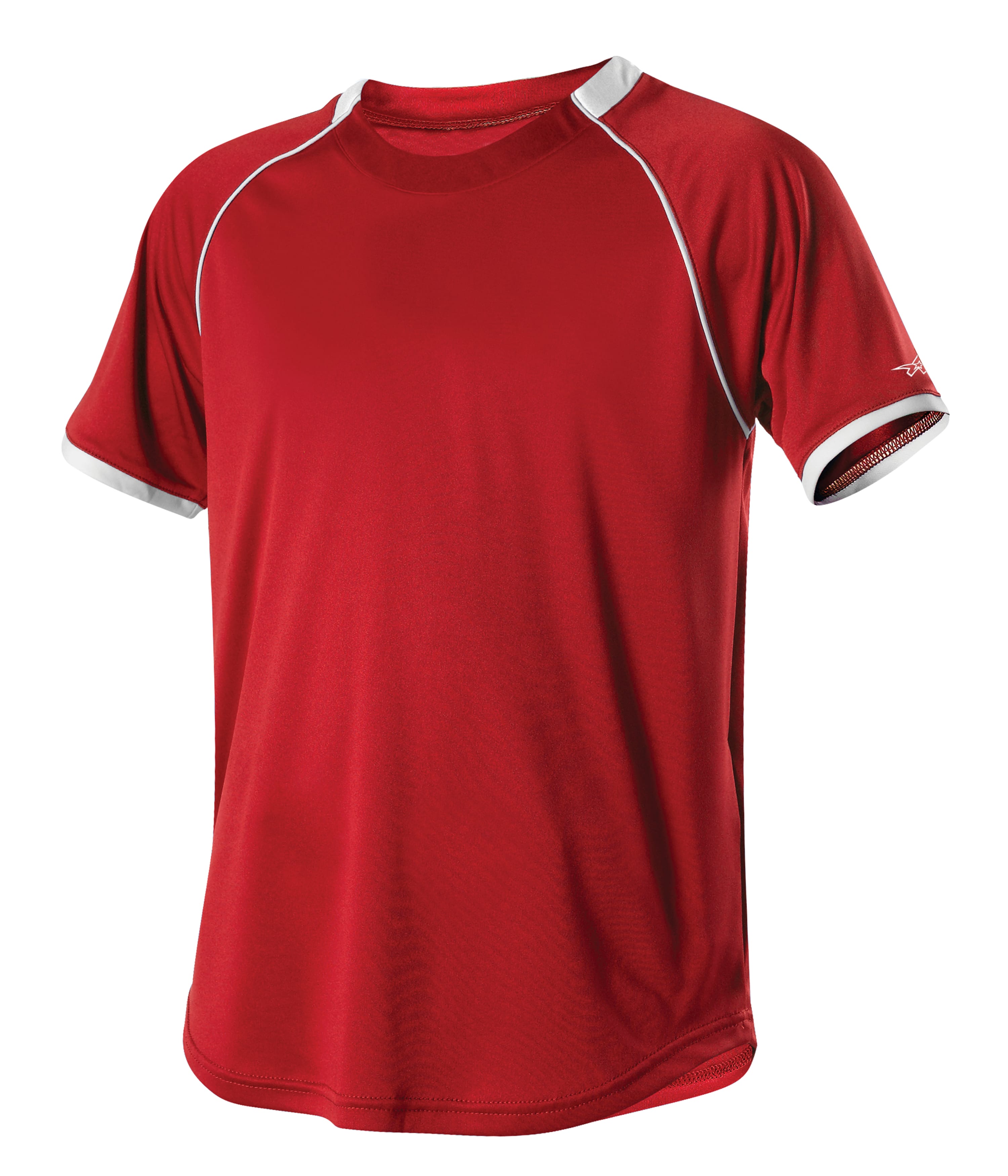 Men's Red and White Baseball Jersey Shirt with White Piping
