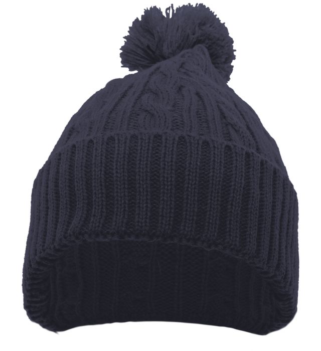 Oakland Adult Size Ribbed Cuff Knit Winter Pom Beanie Hat (Black