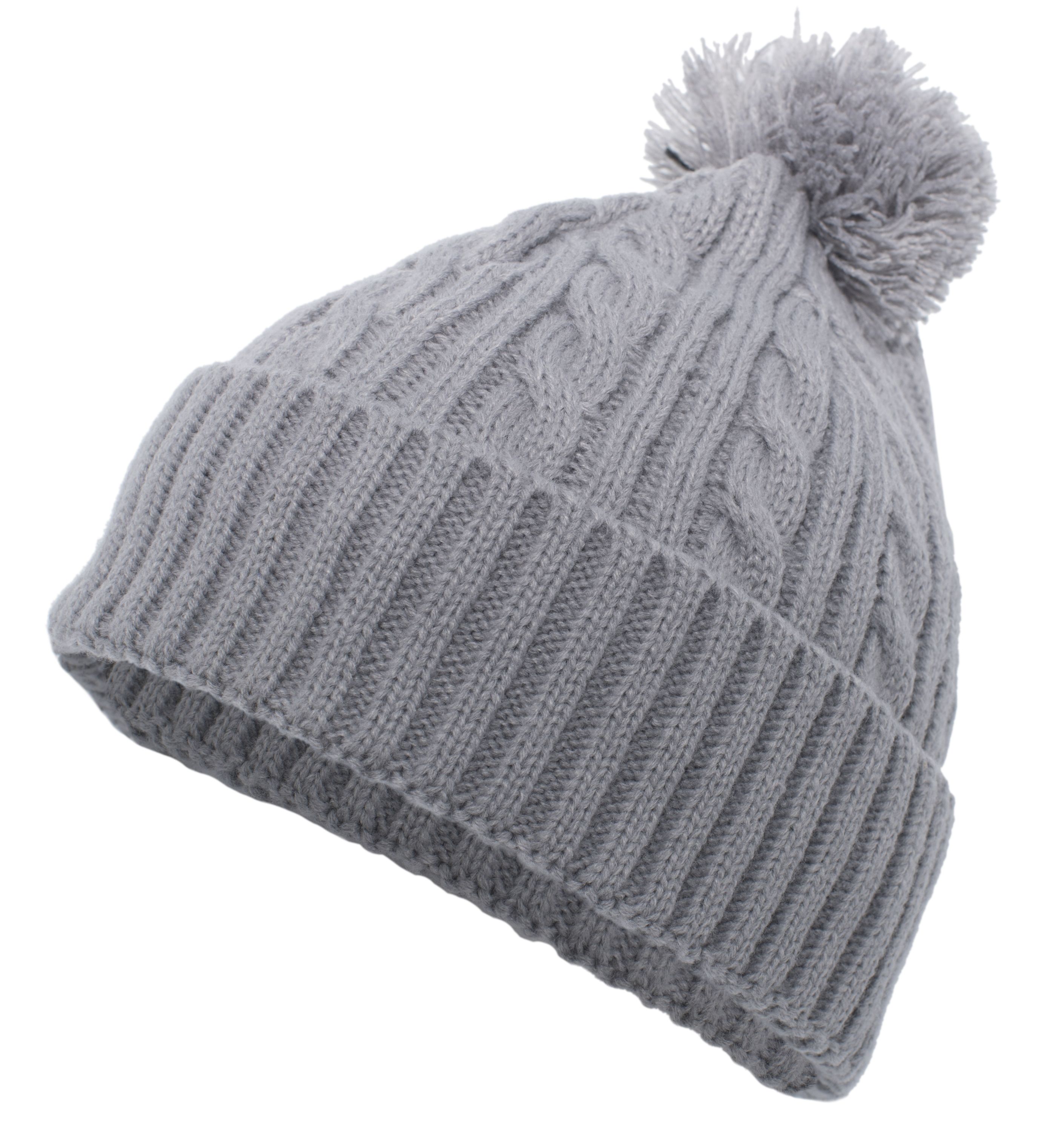 Soft Cable Knit Pom Pom Hat (G9871: Grey)