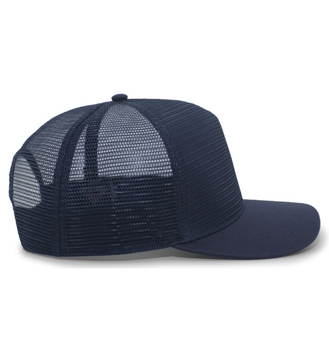 Pacific Headwear P724 | Mesh Overlay 5-Panel Trucker Snapback Cap