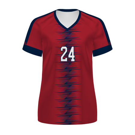 V Collar Soccer Jersey White Blue Red Color Design Custom Made