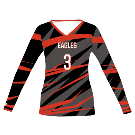 High Five CUT_341123  GIRLS FREESTYLE SUBLIMATED TURBO LONG SLEEVE  VOLLEYBALL JERSEY